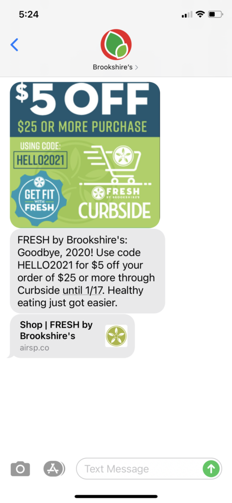 Brookshire's Text Message Marketing Example -01.06.2021