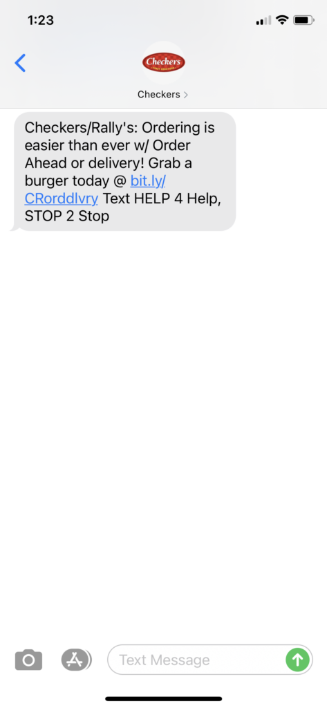 Checkers Text Message Marketing Example - 01.13.2021