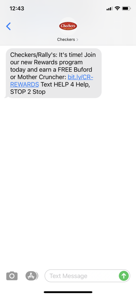 Checkers Text Message Marketing Example - 12.30.2020