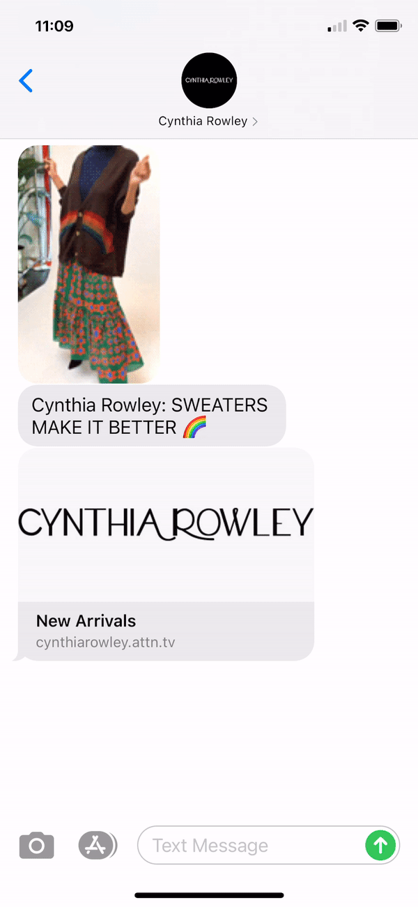 Cynthia Rowley Text Message Marketing Example - 11.23.2020