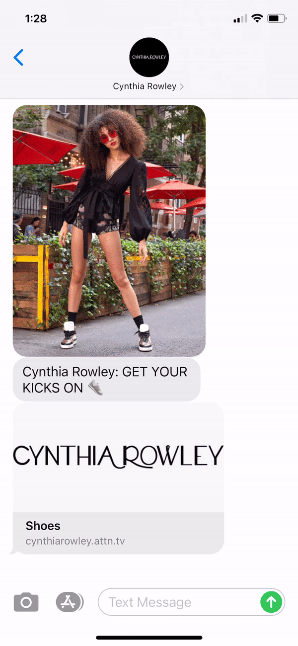 Cynthia Rowley Text Message Marketing Example - 12.04.2020