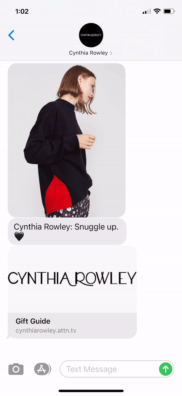 Cynthia Rowley Text Message Marketing Example - 12.06.2020