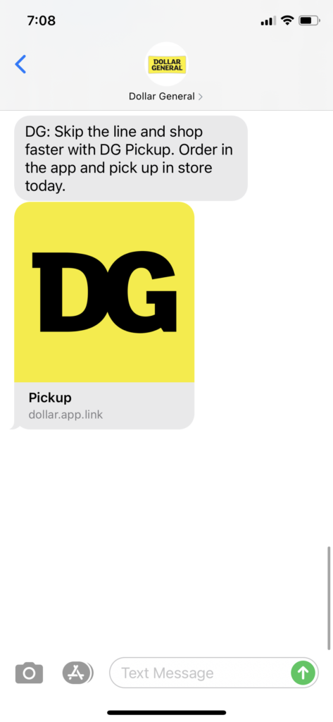 Dollar General Text Message Marketing Example - 01.19.2021