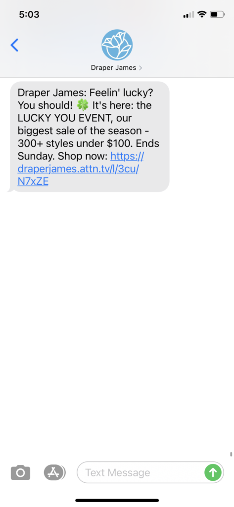 Draper James Text Message Marketing Example - 01.08.2021