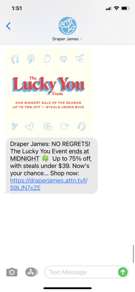 Draper James Text Message Marketing Example - 01.10.2021