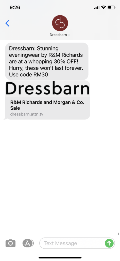 Dressbarn Text Message Marketing Example - 01.07.2021