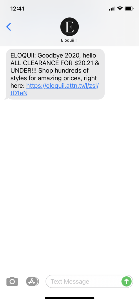 ELOQUII Text Message Marketing Example - 12.30.2020