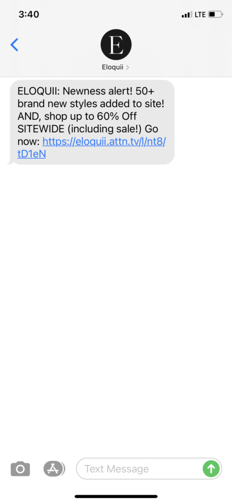 Eloquii Text Message Marketing Example - 01.15.2021