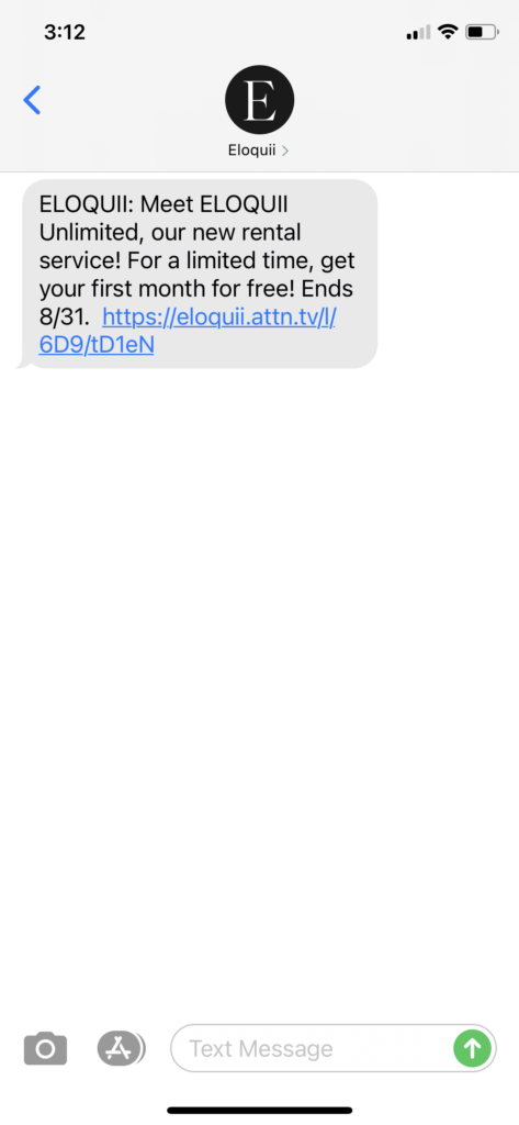 Eloquii Text Message Marketing Example - 08.11.2020