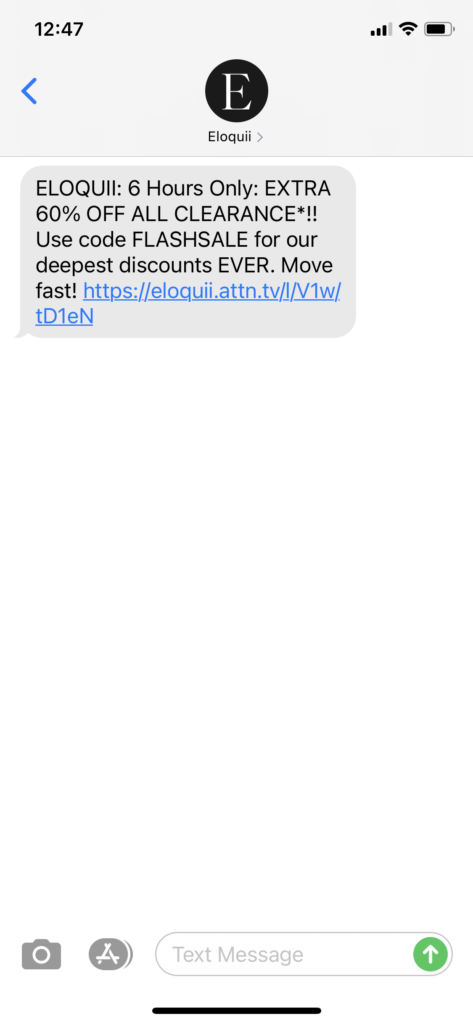 Eloquii Text Message Marketing Example - 12.28.2020