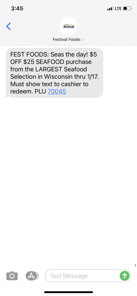 Festival Foods Text Message Marketing Example - 01.15.2021