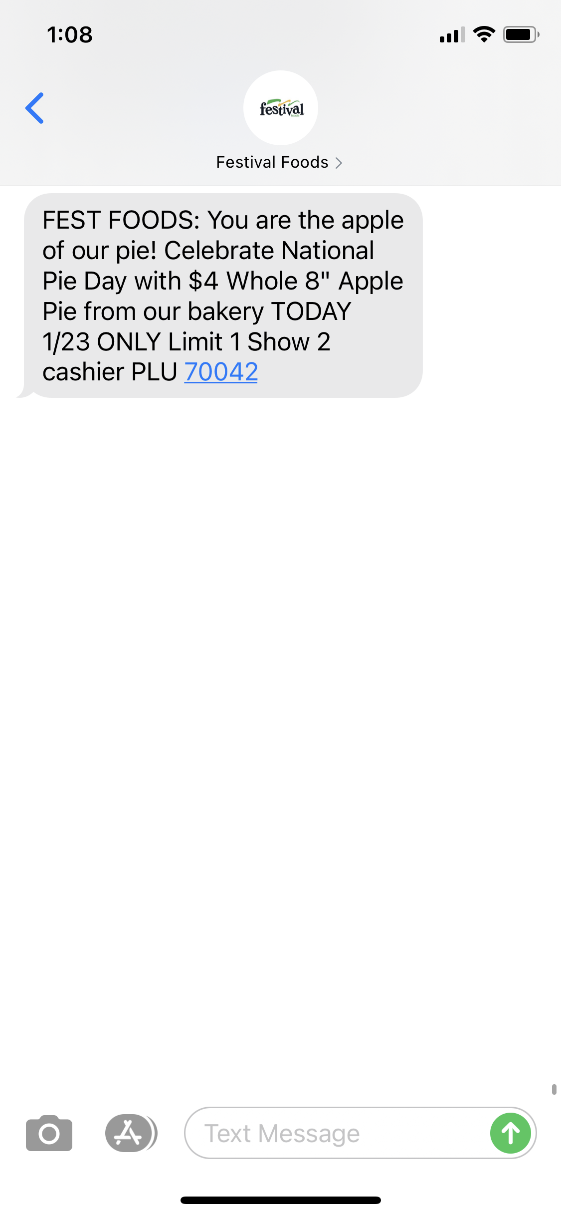Festival Foods Text Message Marketing Example – 01.23.2021 | SMS Archives