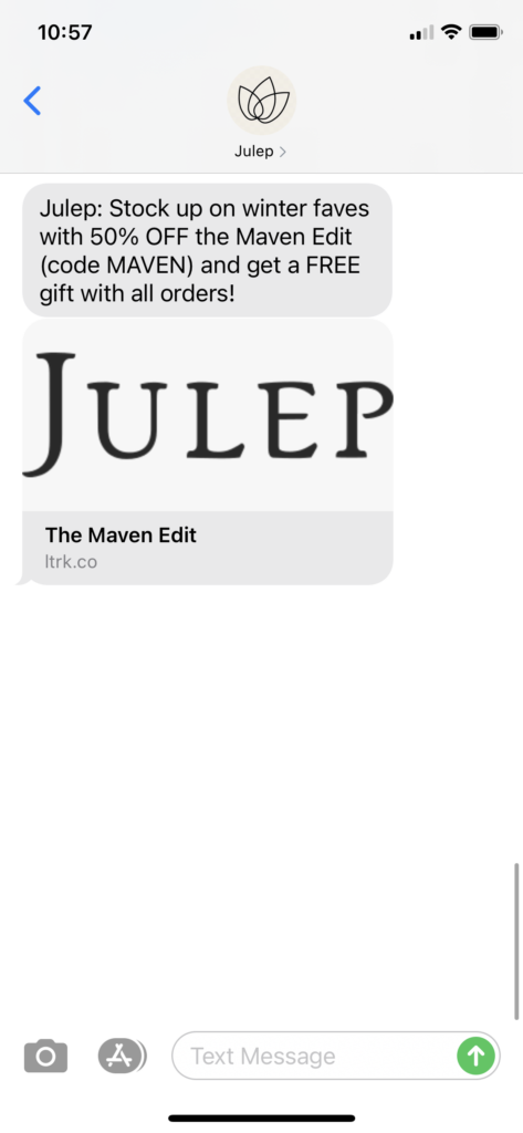 Julep Text Message Marketing Example - 01.03.2021
