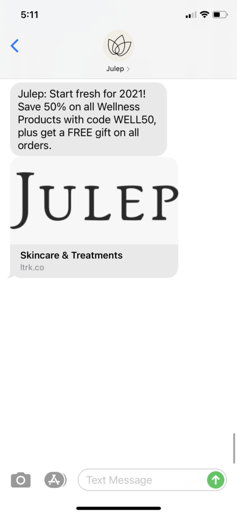 Julep Text Message Marketing Example - 01.08.2021