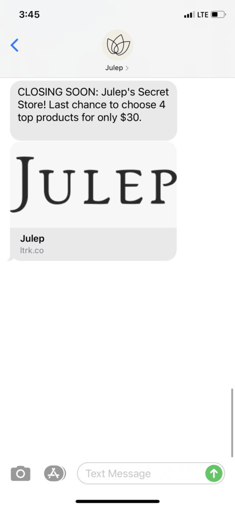 Julep Text Message Marketing Example - 01.15.2021