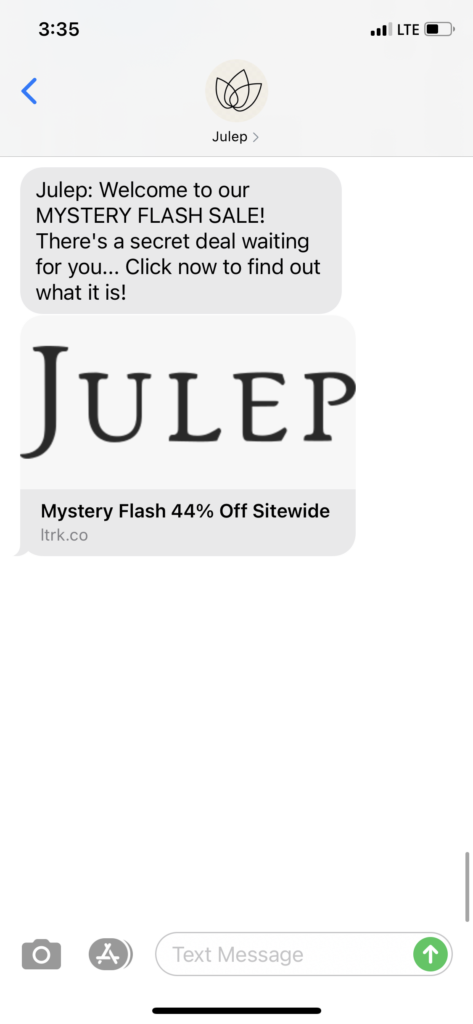Julep Text Message Marketing Example - 01.16.2021