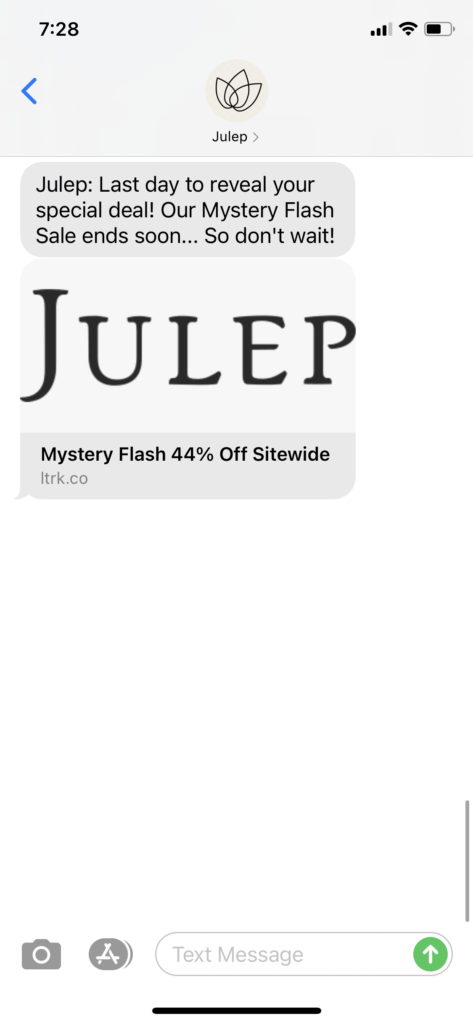 Julep Text Message Marketing Example - 01.18.2021