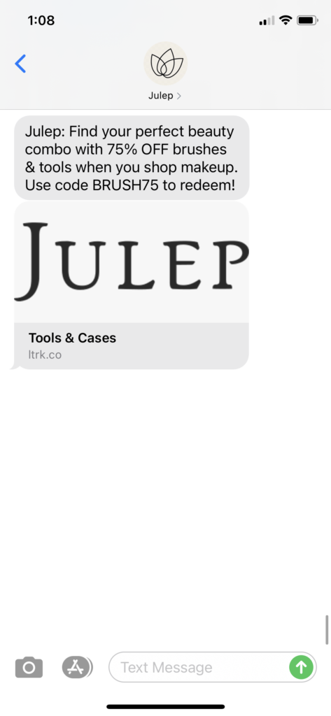 Julep Text Message Marketing Example - 01.23.2021