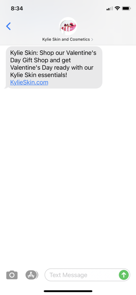 Kylie Skin and Cosmetics Text Message Marketing Example - 01.28.2021