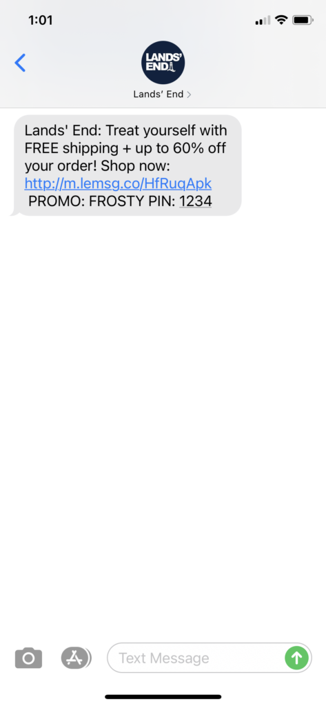 Lands' End Text Message Marketing Example - 01.14.2021
