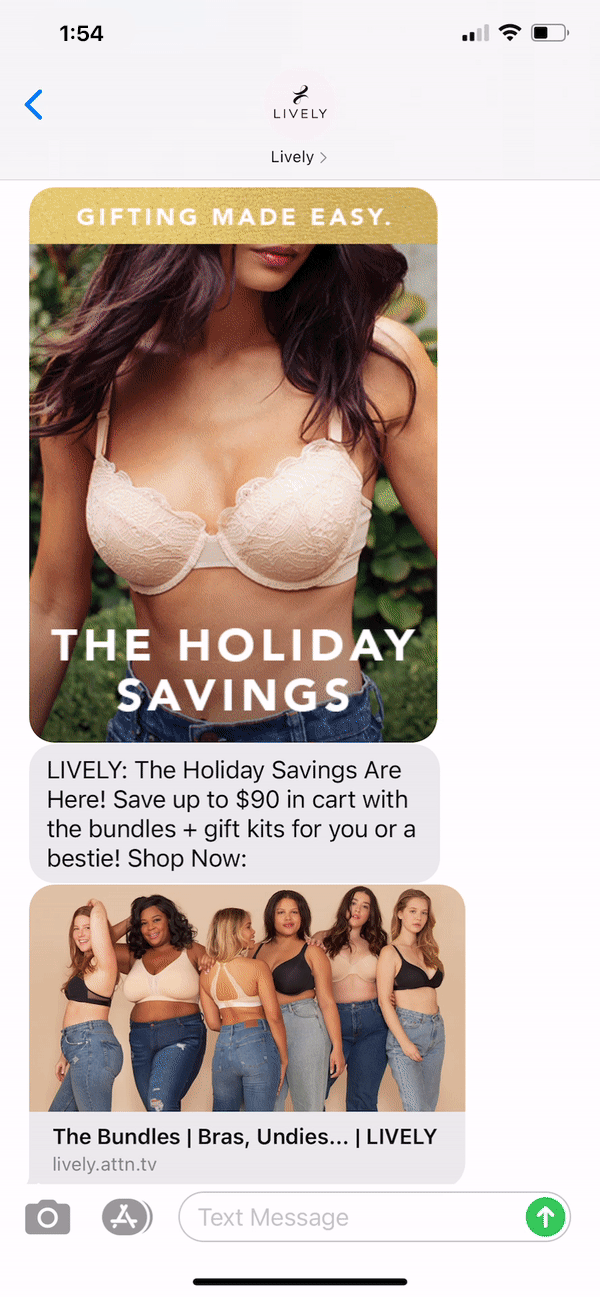 Lively Text Message Marketing Example - 12.13.2020