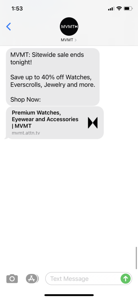 MVMT Text Message Marketing Example - 01.11.2021