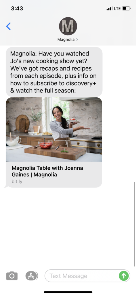Magnolia Text Message Marketing Example - 01.15.2021