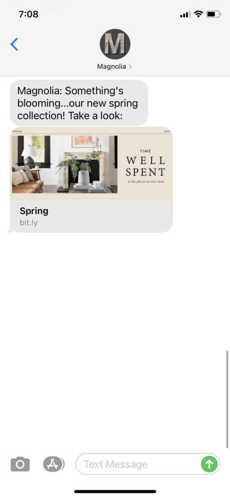 Magnolia Text Message Marketing Example - 01.19.2021