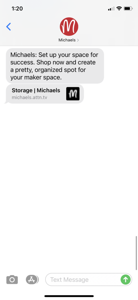 Michael's Text Message Marketing Example - 01.13.2021