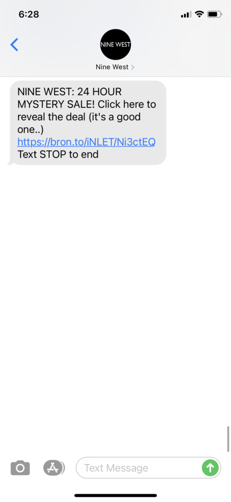Nine West Text Message Marketing Example - 01.20.2021