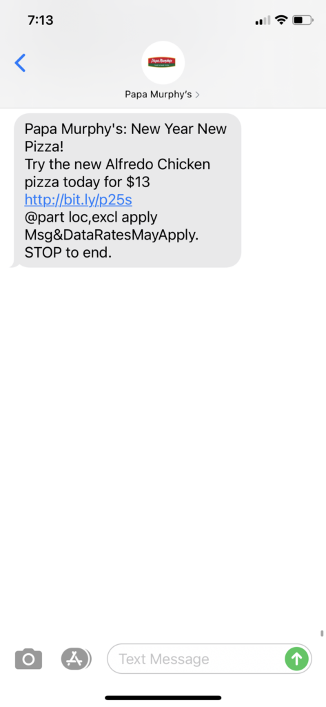 Papa Murphy's Text Message Marketing Example - 01.02.2021