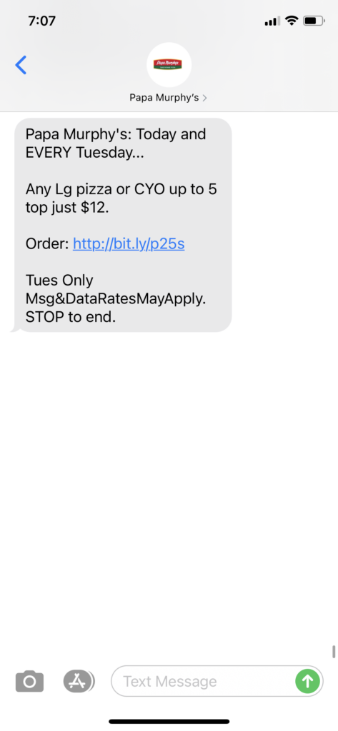 Papa Murphy's Text Message Marketing Example - 01.19.2021