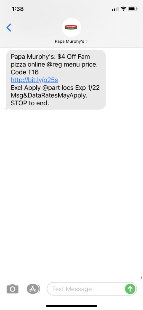 Papa Murphy's Text Message Marketing Example - 01.21.2021