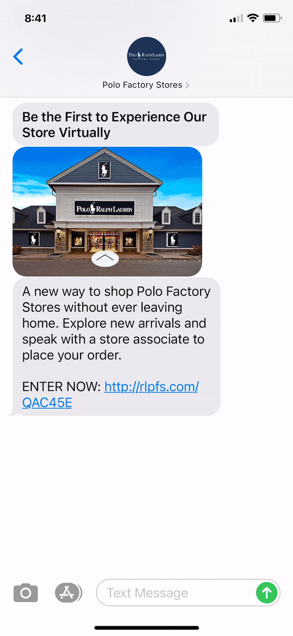 Polo Factory Stores Text Message Marketing Example - 11.15.2020