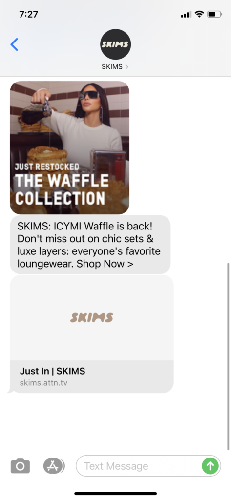 SKIMS Text Message Marketing Example - 01.18.2021