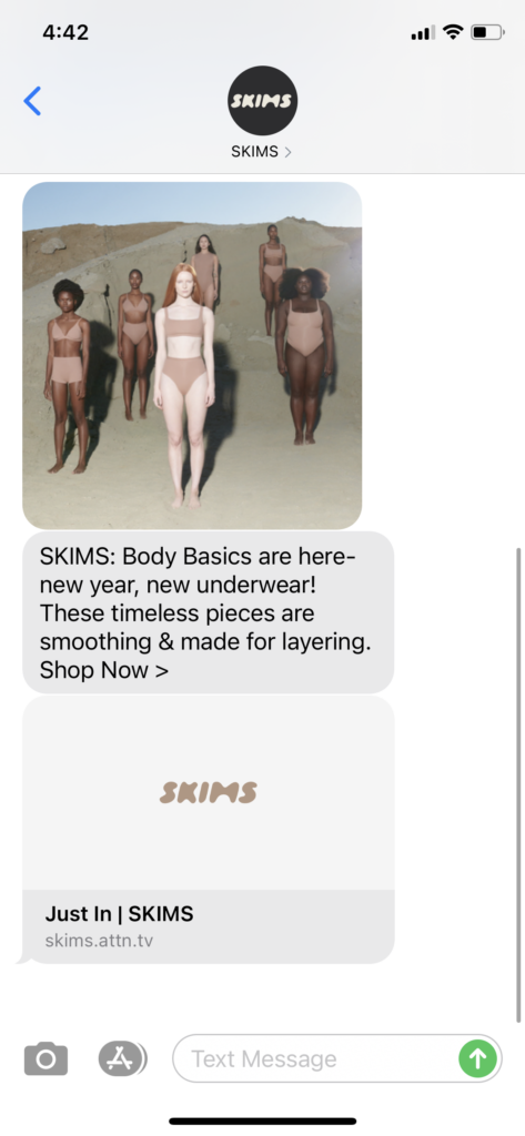 Skims Text Message Marketing Example - 01.05.2021