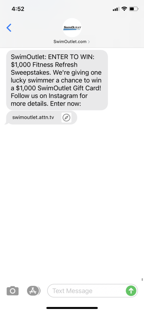 SwimOutlet.Com Text Message Marketing Example -01.09.2021