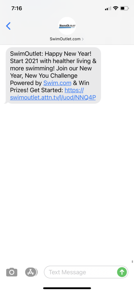 SwimOutlet.com Text Message Marketing Example - 01.01.2021