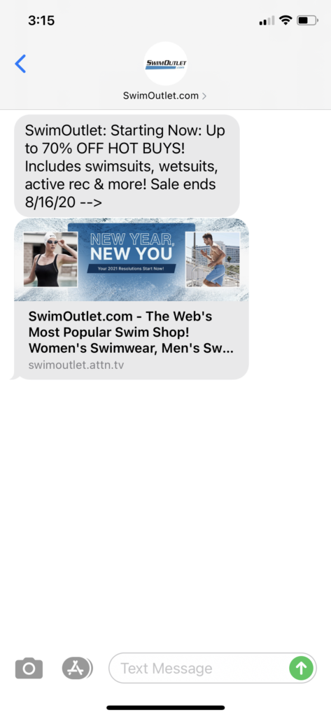 SwimOutlet.com Text Message Marketing Example - 08.11.2020