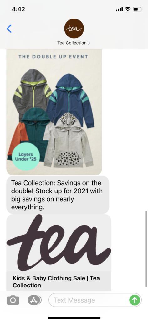 Tea Collection Text Message Marketing Example - 01.10.2021