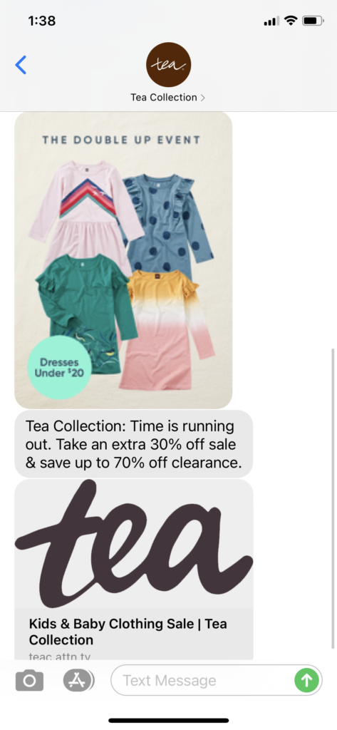 Tea Collection Text Message Marketing Example - 01.12.2021