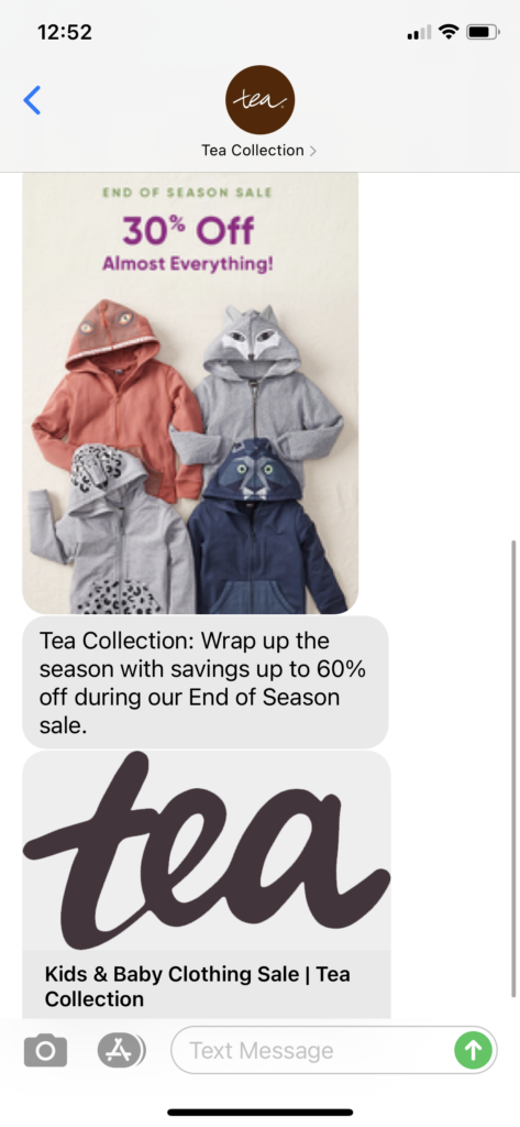 Tea Collection Text Message Marketing Example - 12.27.2020