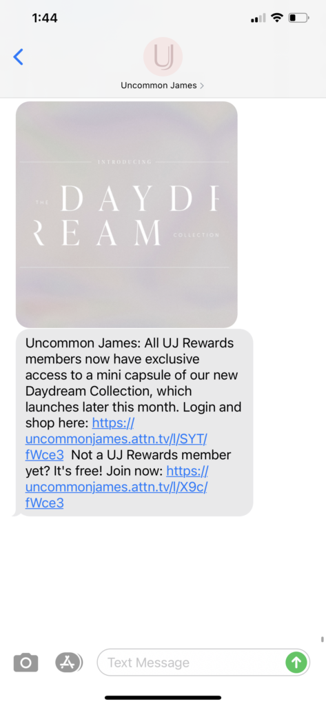 Uncommon James Text Message Marketing Example - 01.12.2021