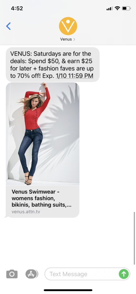 Venus Text Message Marketing Example -01.09.2021
