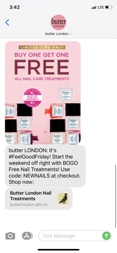butter London Text Message Marketing Example - 01.15.2021