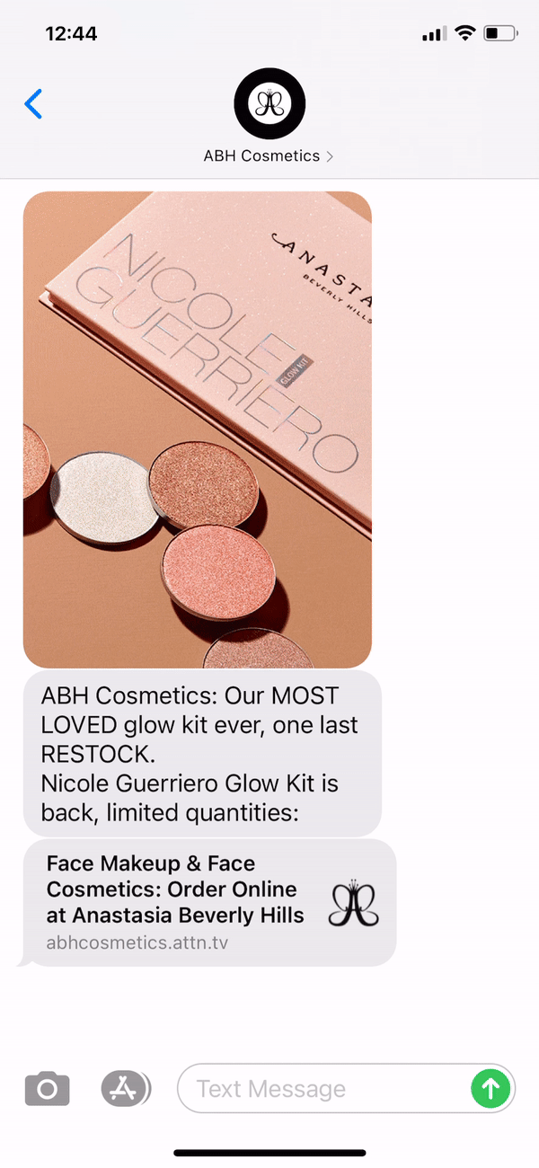ABH Text Message Marketing Example - 01.27.2021