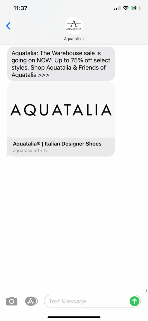 Aquatalia Text Message Marketing Example - 10.11.2020