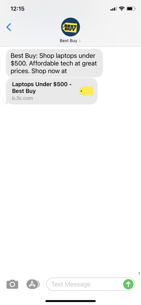Best Buy 1 Text Message Marketing Example - 02.03.2021