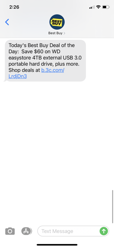 Best Buy Text Message Marketing Example - 02.04.2021