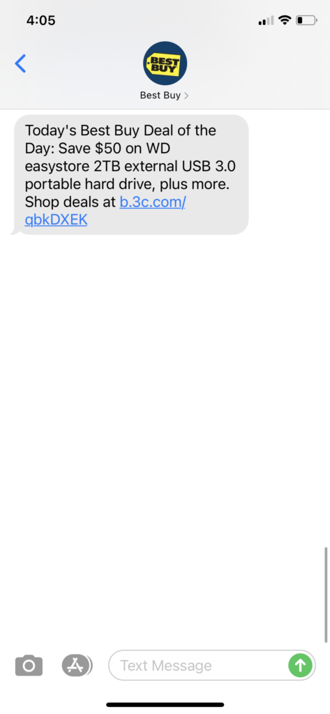 Best Buy Text Message Marketing Example - 02.08.2021